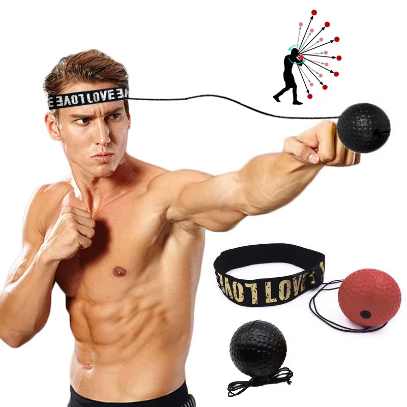 Boxing Reflex Ball Speed Force Punching Bag Fitness MMA Sanda Raising Reaction Hand Eye Agility Training Headband Gym Muay Thai