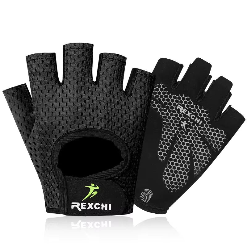 Weightlifting Gym Training Gloves Men Women Fitness Bodybuilding Workout Hand Palm Protector Non-Slip Half Finger Cycling Gloves