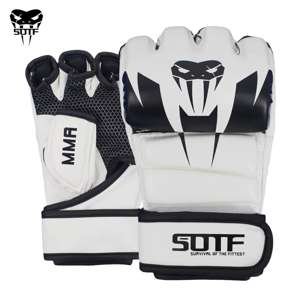SOTF White MMA Venomous Snake Multicolor Boxing Gloves MMA Gloves Tiger Muay Thai Muay Thai Boxing Fight Glove Sanda Pads Box