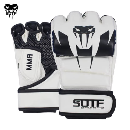 SOTF White MMA Venomous Snake Multicolor Boxing Gloves MMA Gloves Tiger Muay Thai Muay Thai Boxing Fight Glove Sanda Pads Box