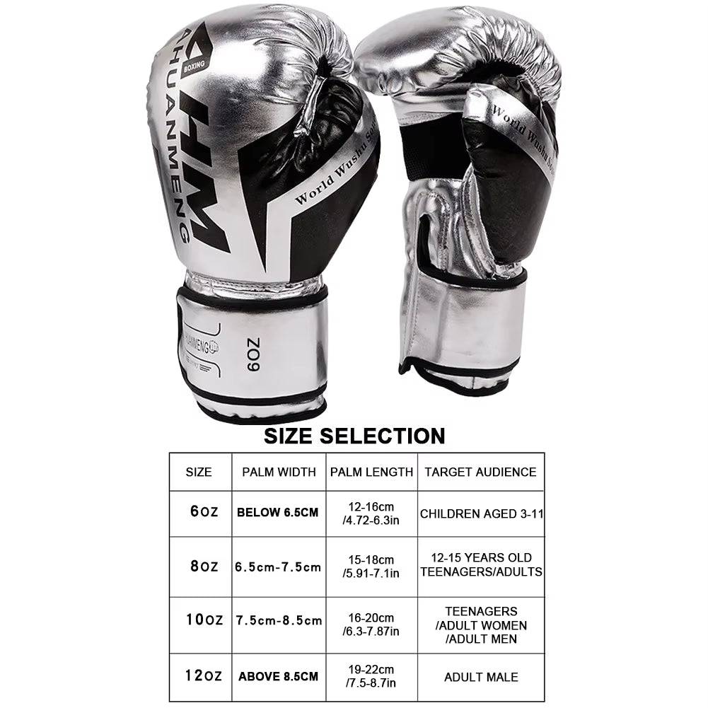 Muay Thai Competition Gloves PU Leather Sponge Professional Boxing Training Mitts Breathable Sanda Gloves for Kids Adult