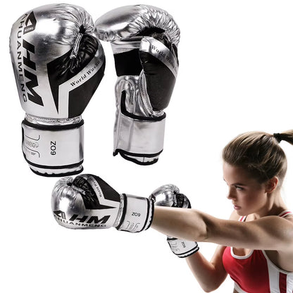 Muay Thai Competition Gloves PU Leather Sponge Professional Boxing Training Mitts Breathable Sanda Gloves for Kids Adult