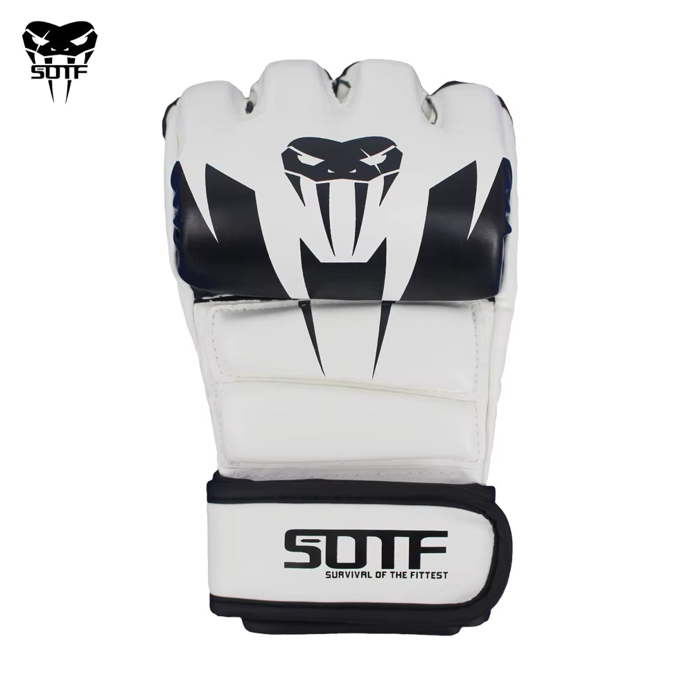 SOTF White MMA Venomous Snake Multicolor Boxing Gloves MMA Gloves Tiger Muay Thai Muay Thai Boxing Fight Glove Sanda Pads Box