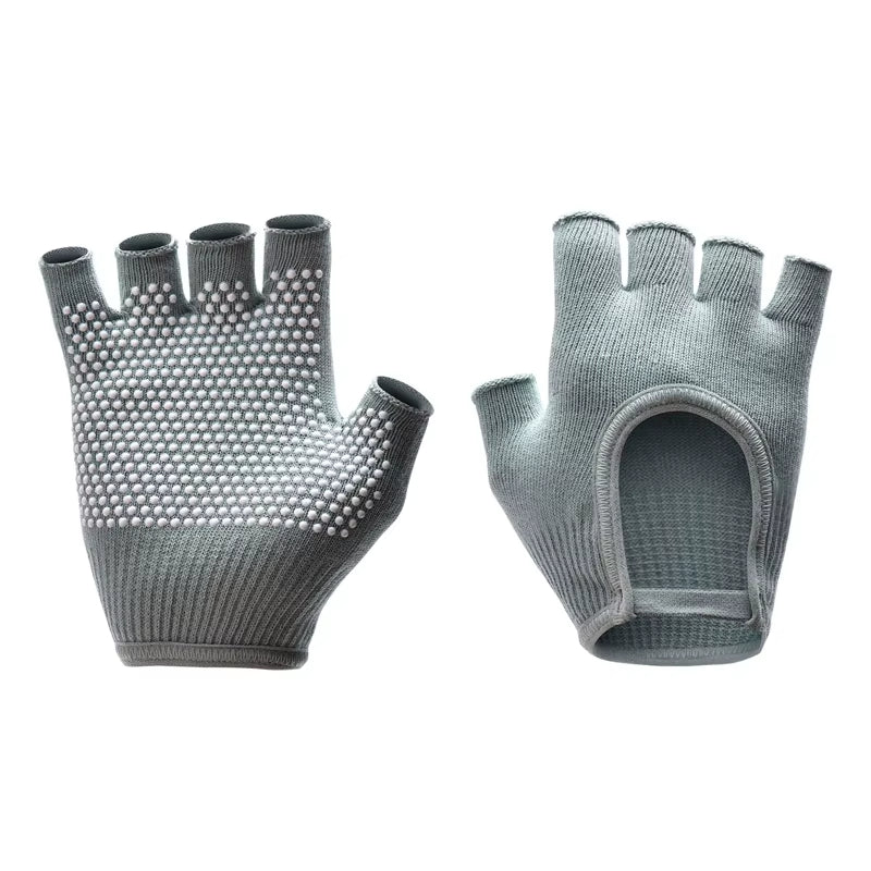 Women Anti-Slip Yoga Gloves Cotton Fitness Half Finger Gloves Breathable Outdoor Cycling Bicycle Pilates Sports Fishing Gloves