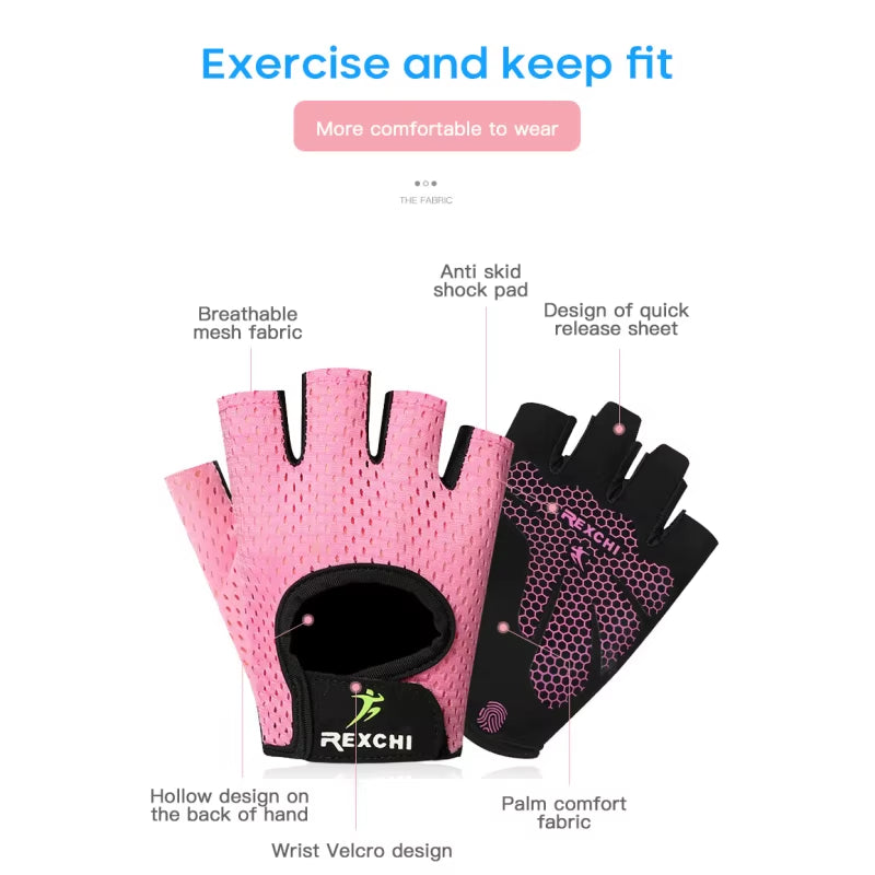 Weightlifting Gym Training Gloves Men Women Fitness Bodybuilding Workout Hand Palm Protector Non-Slip Half Finger Cycling Gloves