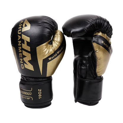 Muay Thai Competition Gloves PU Leather Sponge Professional Boxing Training Mitts Breathable Sanda Gloves for Kids Adult