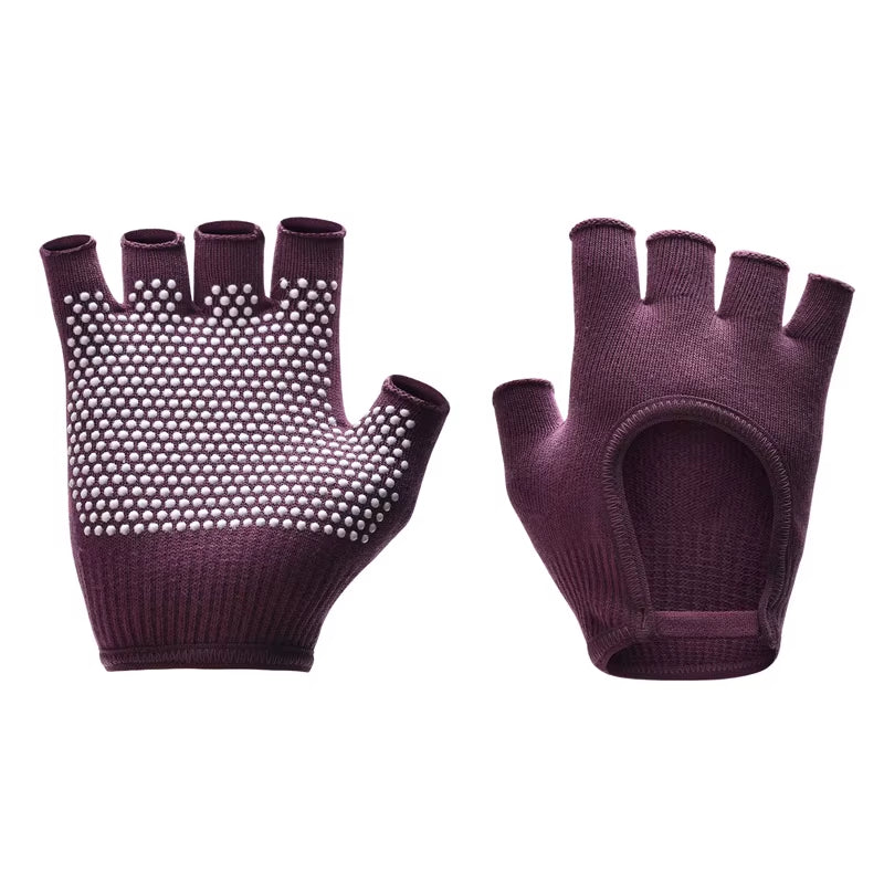 Women Anti-Slip Yoga Gloves Cotton Fitness Half Finger Gloves Breathable Outdoor Cycling Bicycle Pilates Sports Fishing Gloves