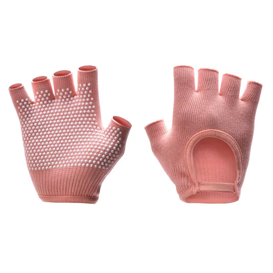 Women Anti-Slip Yoga Gloves Cotton Fitness Half Finger Gloves Breathable Outdoor Cycling Bicycle Pilates Sports Fishing Gloves
