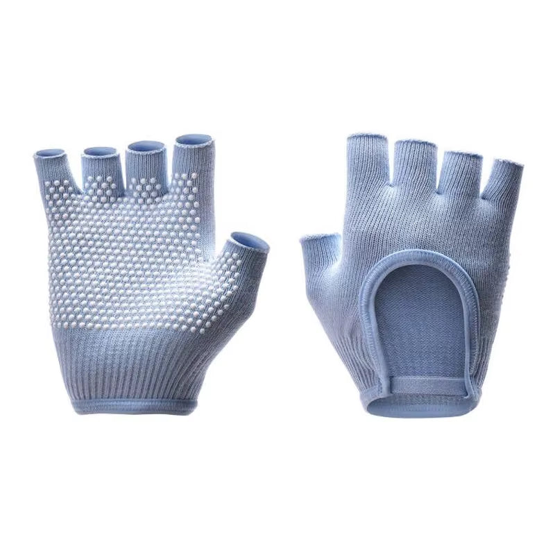 Women Anti-Slip Yoga Gloves Cotton Fitness Half Finger Gloves Breathable Outdoor Cycling Bicycle Pilates Sports Fishing Gloves