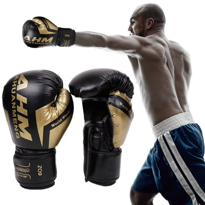 Muay Thai Competition Gloves PU Leather Sponge Professional Boxing Training Mitts Breathable Sanda Gloves for Kids Adult